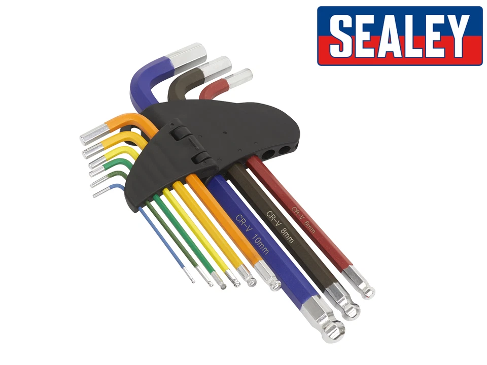Sealey Premier Long Ball-End Allen Hex Key Set 9pc Colour Coded Multi-coloured - Image 2 of 3