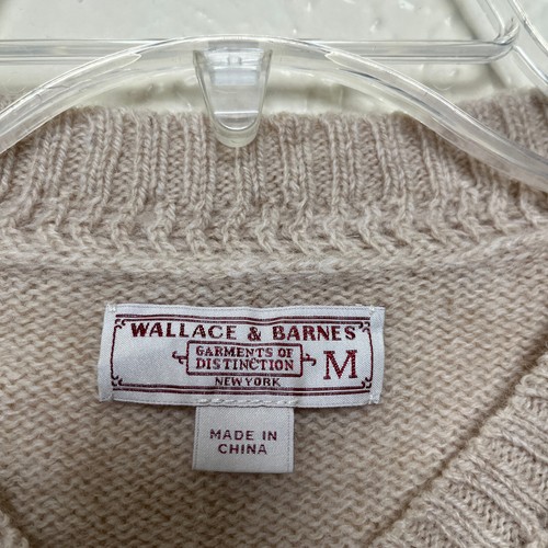 Wallace & Barnes Sweater Mens M Beige Wool Cable Knit Crew Fisherman K2458 - Picture 4 of 16