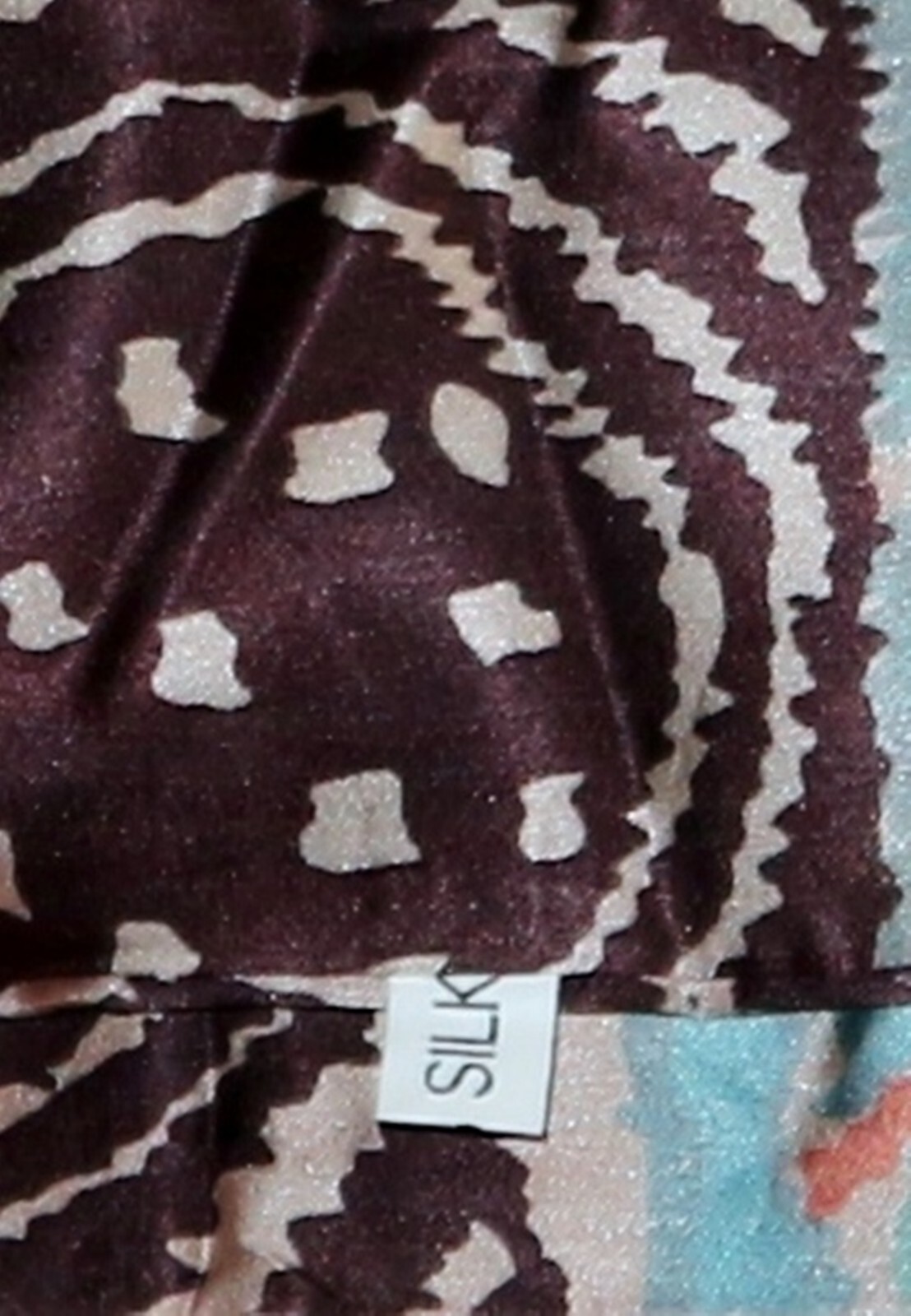 UNBRANDED Brown/Multi Print Rectangular Silk Scar… - image 4