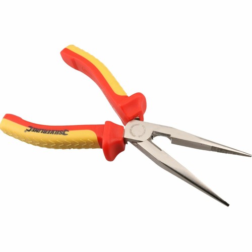 VDE Soft Grip Insulated Electrical Electricians Straight Long Nose Pliers 200mm - Picture 3 of 3