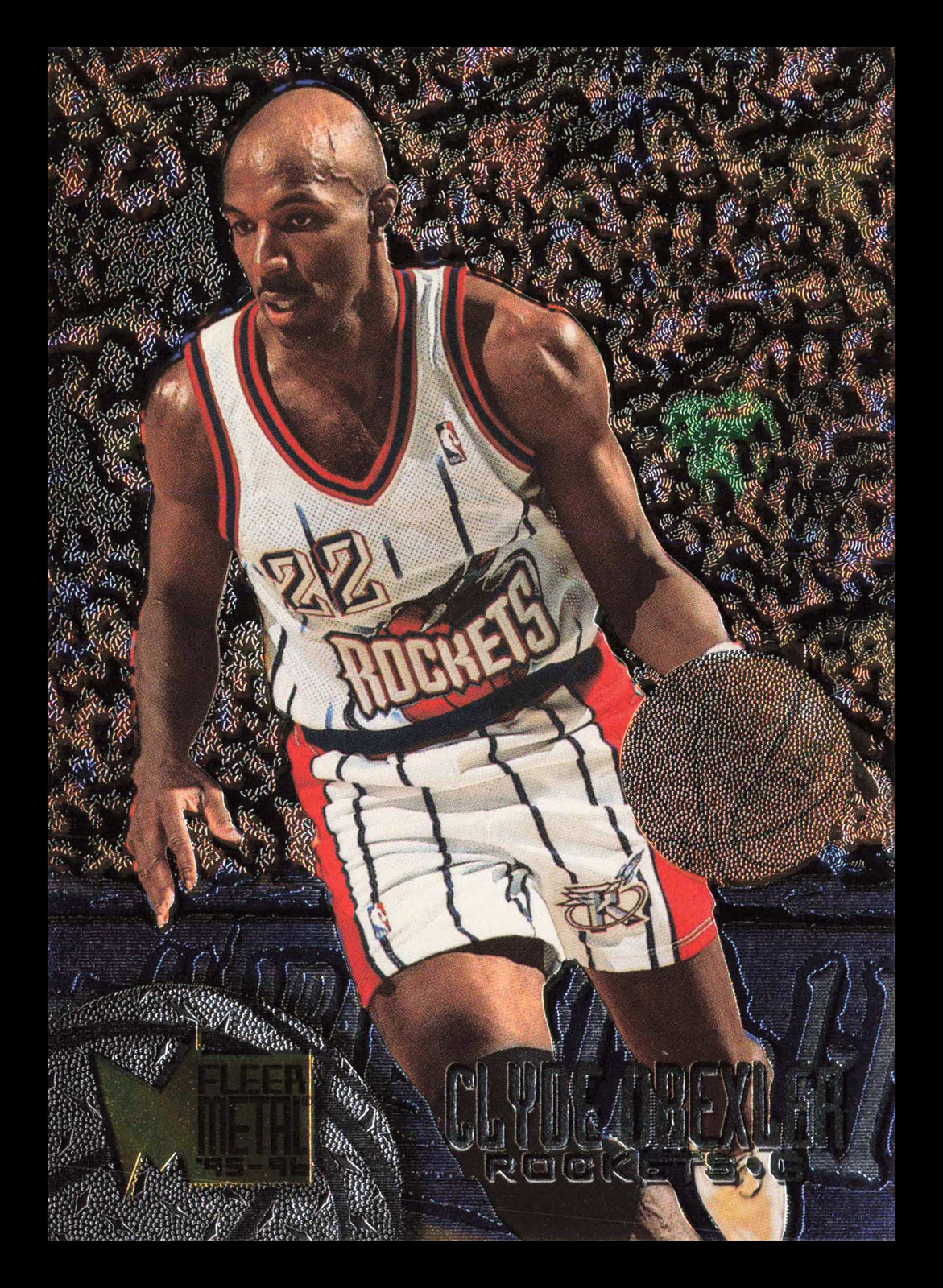 Clyde Drexler #152 1995-96 Metal Houston Rockets Basketball