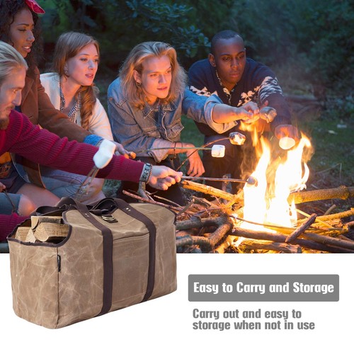 MYFIREPLACEDIRECT Waxed Canvas Log Carrier Tote Bag, Extra Large Durable - Picture 8 of 9