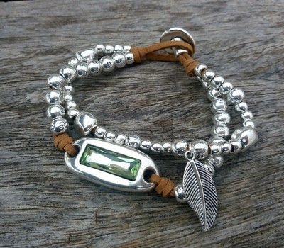 ajustable shop 50 y uno pulsera de mujer artesanal con cristal Swarovski rosa