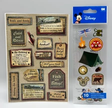 EK Success Disney Mickey & Donald Campsite Fun  & Fishing Scrapbook Stickers New