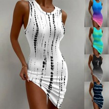 Women Sexy Sleeveless Bodycon Summer Holiday Beach Ladies Party Slim Mini Dress