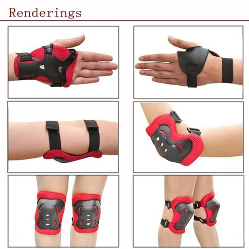 6Pcs Kids Elbow Wrist Knee Pads Protective Gear Set Skate Roller Cycling Bike - Picture 7 of 21