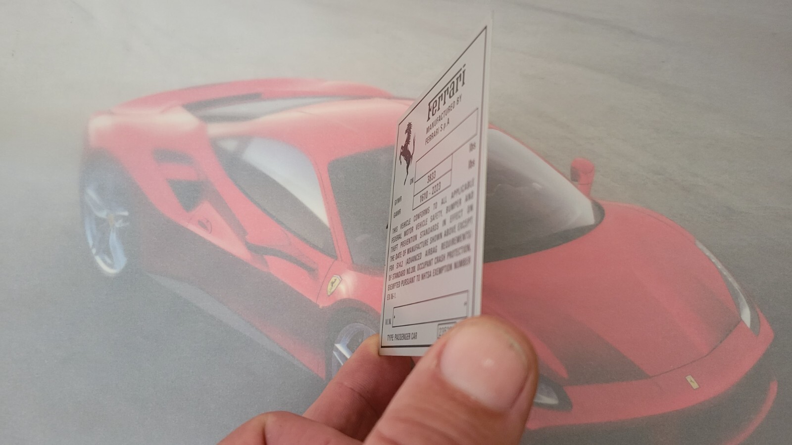 V.I.N.# Labels Tags Door jam jamb Ferrari 360 F430 458 488 599 612 Enzo