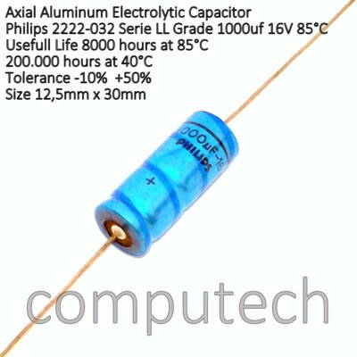 Condensatore Assiale Elettrolitico Condensatore Elettrolitico Philips 47uF 160V Assiale - 15x30mm - Per Montaggio Su PCB - Nuovo Condensatore Assiale
