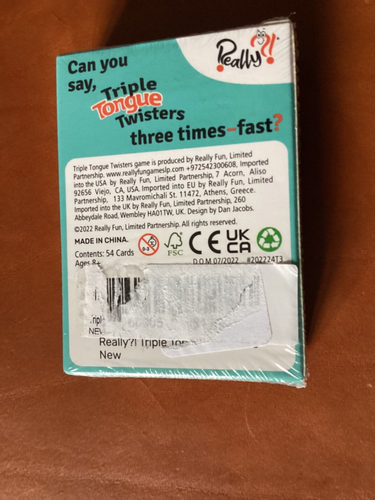 Nuevo en paquete ¿¿De verdad?! Juego de cartas Triple Tongue Twisters - ¡Va a pescar con un giro! - Imagen 2 de 3