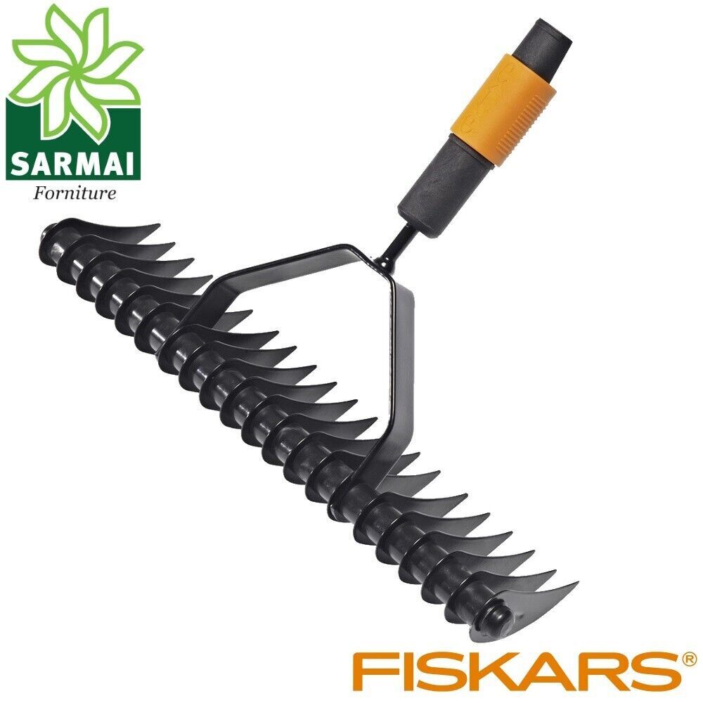 Fiskars 1000655 Arieggiatore aeratore rastrello per prato per manici quikfit