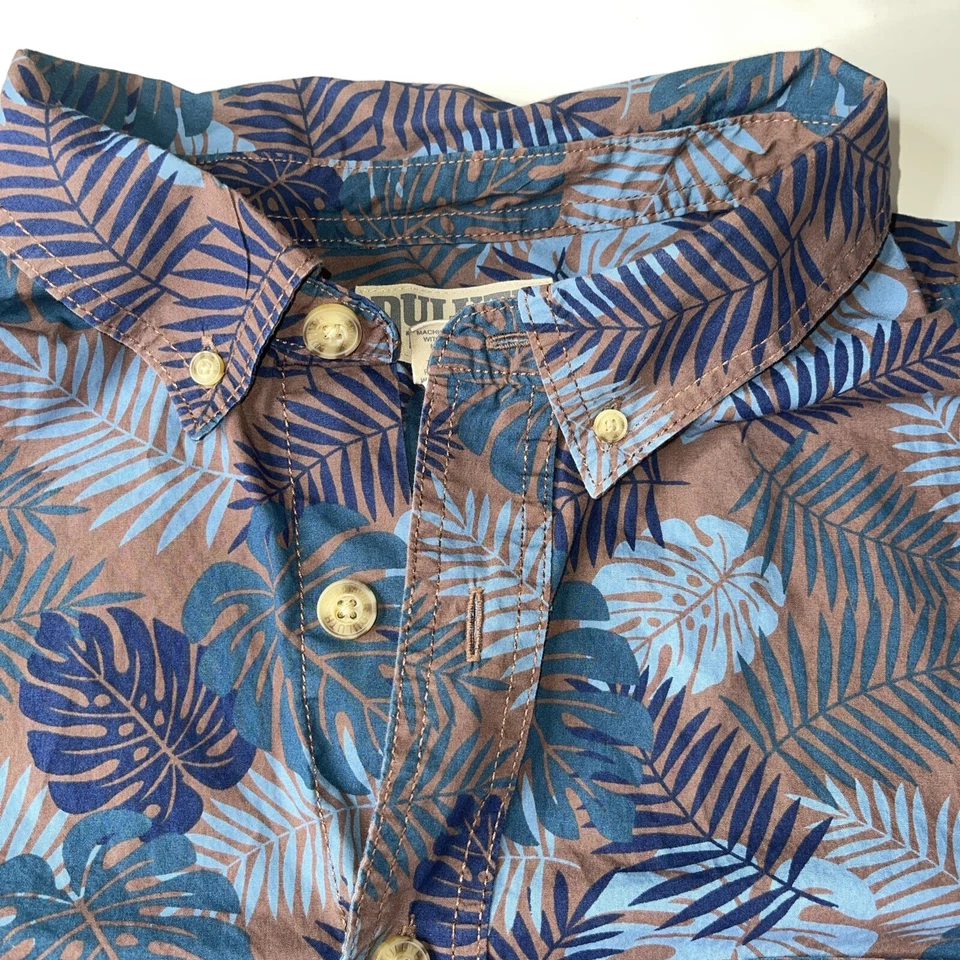 Duluth Trading Co Mens Button Down Shirt Sz 2XL TALL Blue Hawaiian PALM Leaves - Image 2 of 4