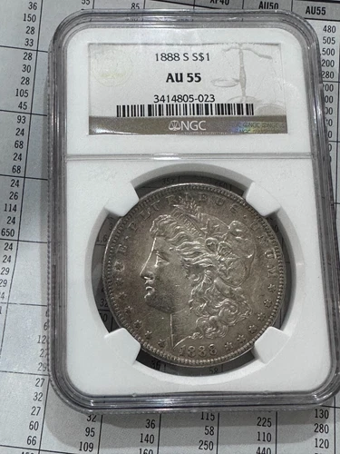 1888-S Morgan Silver $1 Dollar  NGC AU55