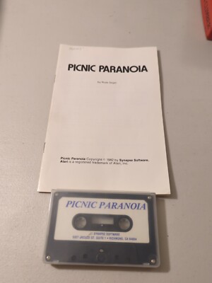 Picnic Paranoia Atari 400/800 16K Synapse Software Computer Cassette 1982