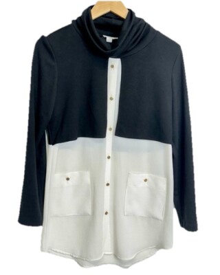 Scapa Lauren Perre Colorblock Designer Sweater Blouse Mixed Fabric