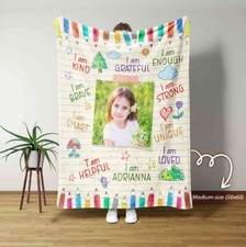Personalized Kid Blanket, Kid Affirmations Blanket, Custom Photo Baby Blanket