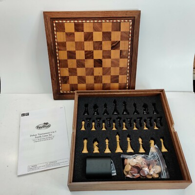 Pavilion Deluxe Tournament 3-in-1 Family Game Set Chess/Checkers/Backgammon