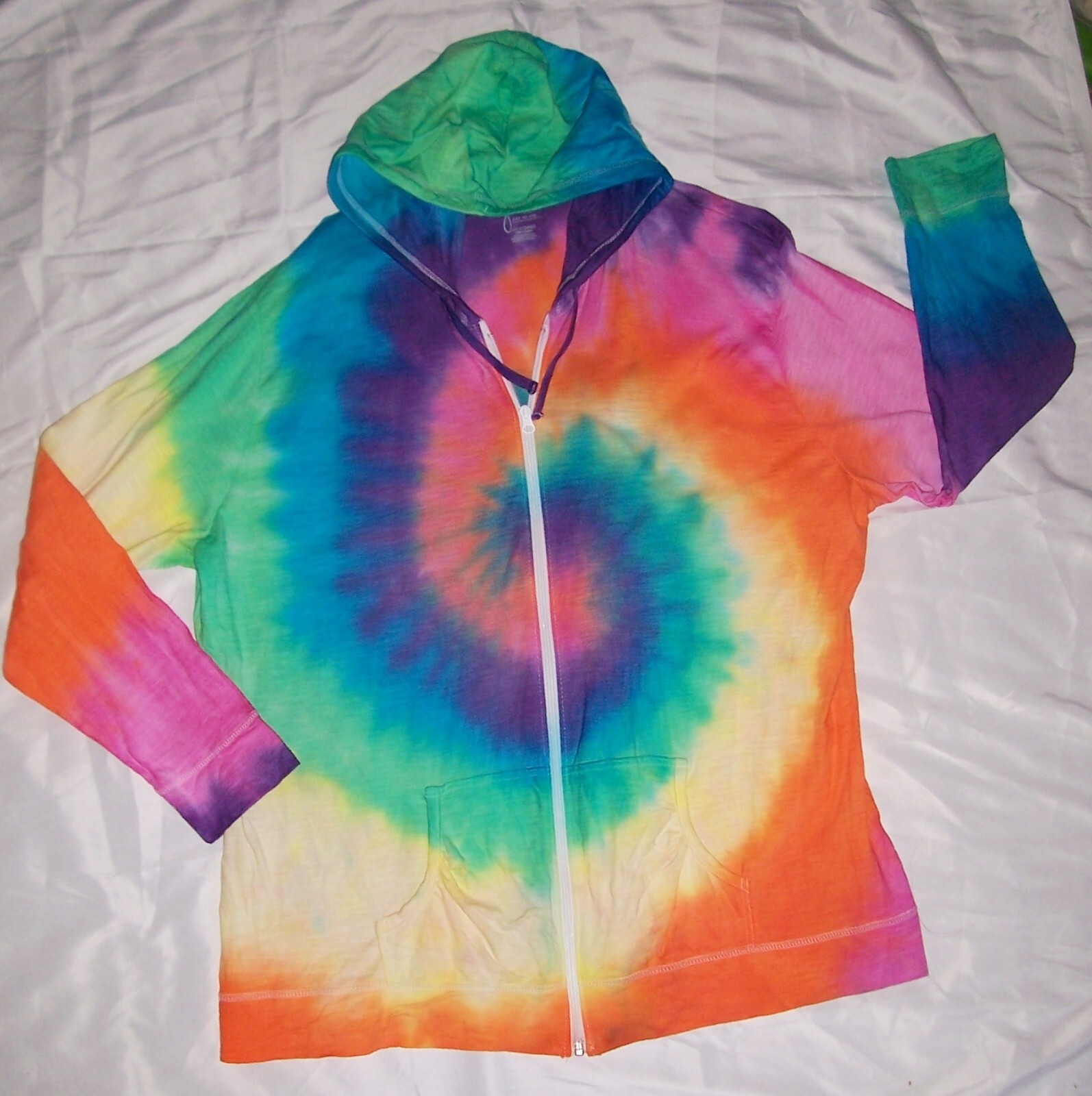 white and orange tie dye hoodie