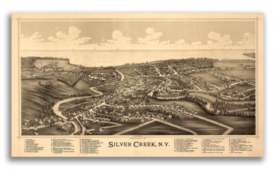 Silver Creek New York 1892 Historic Panoramic Town Map - 20x36