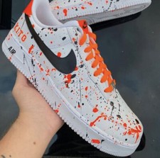 Air Force 1 Custom Neon Orange Laces Black Swoosh White Retro Shoes Mens Womens