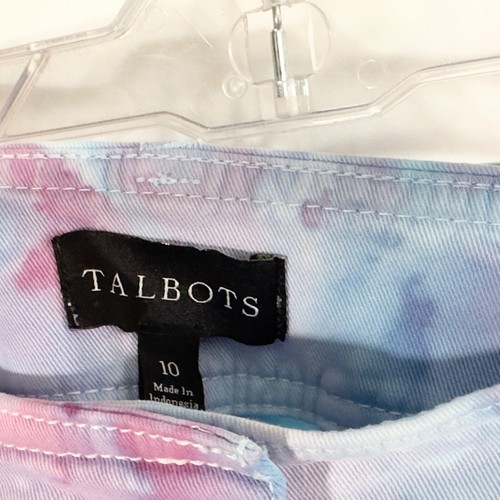 Talbots Size 10 Pants Handmade Tie Dye Cotton Blue Purple High Rise 226 - Picture 3 of 7