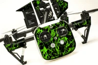 DJI Inspire 1 Quadcopter/Drone, Transmitter, Battery Wrap/Skin | Green Flames