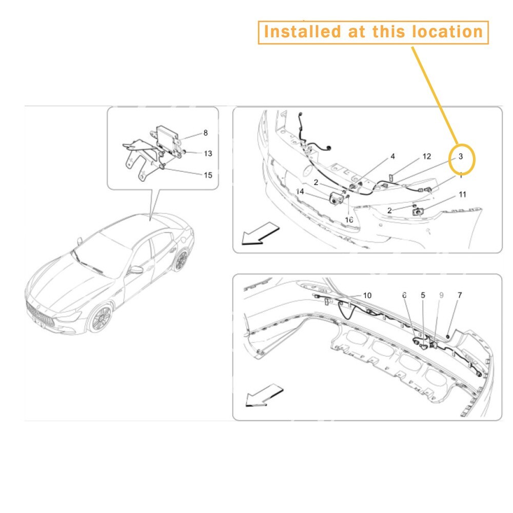 🚚  Maserati Ghibli 2014-2017 Front Bumper Parking Sensor Wiring OE  670004438