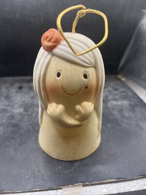 bell girl long hair with rose feet for ringer Ornament. AD