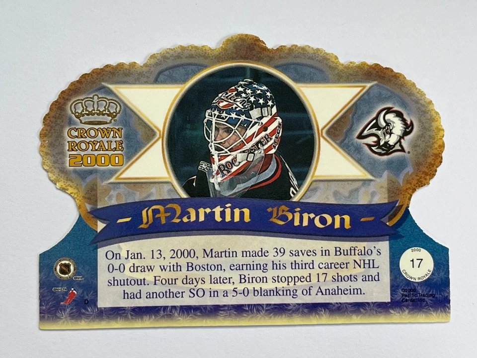 1999-00 Pacific Crown Royale Sabres Martin Biron Silver Rookie /450 #17 - Image 2 of 2