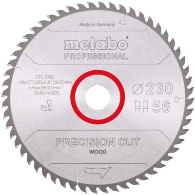 Metabo Kreissägeblatt Holz Precision Cut 230x30 mm 56 WZ 15° Bau Handkreissägen