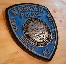 Police Department Magnolia 3D routed carved plaque wood Patch Sign Custom