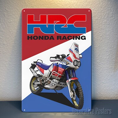 Honda Africa Twin Hrc Motorcycle Metal Poster - Collectable Sign