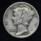 1931 Mercury Silver Dime GOOD / VG FREE SHIPPING