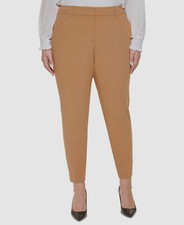  99 Calvin Klein Women's Brown Slim-Leg Dress Pants Plus Size 14W