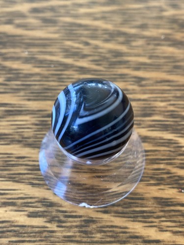 VTG Antique Handmade Marble 7/8” Transitional Black & White - Picture 2 of 6