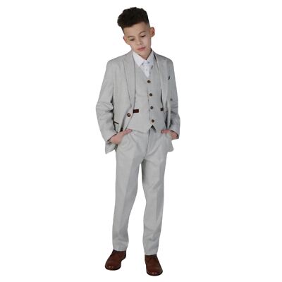 Paul Andrew Mark - Boy's Grey Stone 3 Piece Tweed Check Suit