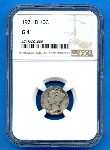 1921 D NGC G4 Mercury Dime 10c US Mint Silver Coin 1921-D G-04