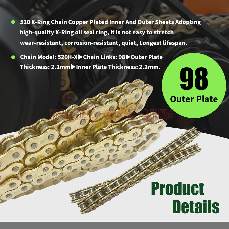 Gold 520 X-Ring Chain w/ Connecting Master Link for Suzuki GN400T GN400TX LT500R - Изображение 2 из 4