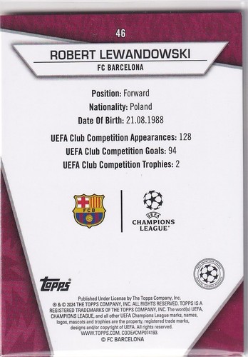 Topps UCL Super-Stars 23/24 Nr. 46 Robert Lewandowski Yellow Parallel - Picture 2 of 2