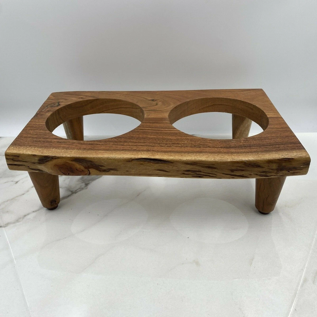 Dog Bowls Elevated Wood Raised Dog Bowl Stand With Double Bowls