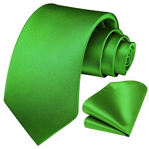 Mens Ties Handkerchief Solid Color Ties for Men Necktie B-green Emerald Bright image 2