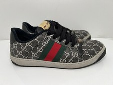 Gucci Screener PVC  leather Sneakers Men's Black x Gray Sherry Line GG Supreme