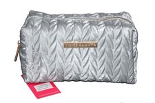 NWT VINCE CAMUTO Cosmetic Bag Pouch Coated Fabric Embossed Gray