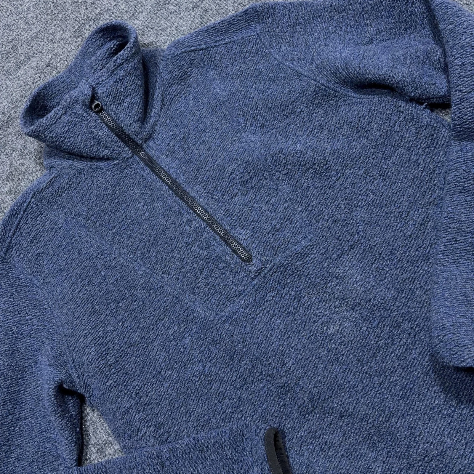 PrAna Pullover Mens Small Blue 1/4 Zip Fleece Mock Neck Hiking Casual Top