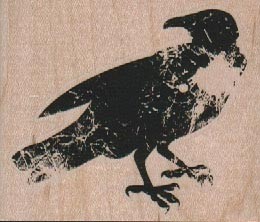 Faded Crow or Raven 2 3/4 x 2 1/4" Rubber Stamp, Bird Stamp, Raven Stamp - Picture 1 of 1