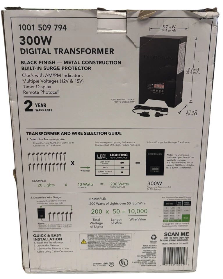 Transformador digital Hampton Bay 300 W iluminación de paisaje anochecer a amanecer hágalo usted mismo-300 PS Foto 2 de 4