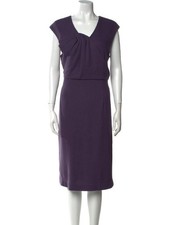 Tory Burch Vneck Midi wool lagenlook drees purple Small A006935
