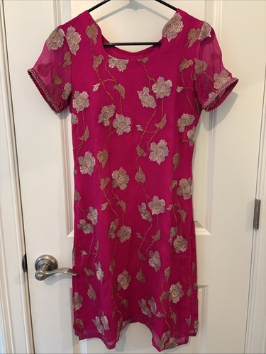 Pink Chiffon Suit W Embroidery