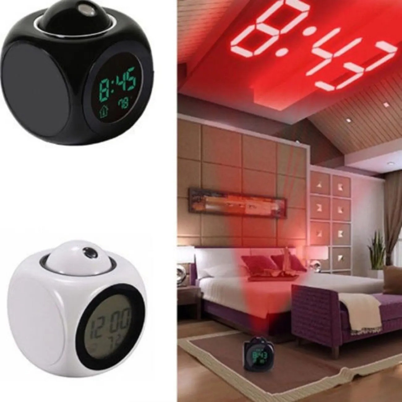 LED Projection Alarm Clock Digital LCD Display Voice Talking Weather Snooze USB alternate