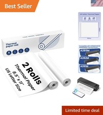 Thermal Printer Paper Quick-Dry 2 Rolls 46Pcs 8.5" x 11" Letter Size