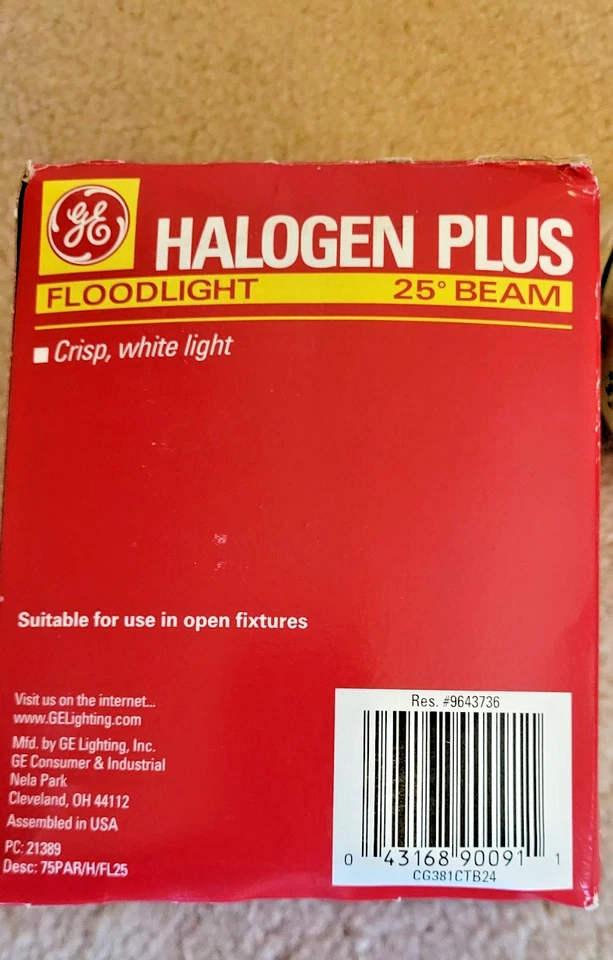 GE 75PAR/H/FL25 75 WATT H Plus 130v Clear Flood Light Bulb Par38 2500hrs Life - Image 3 of 3